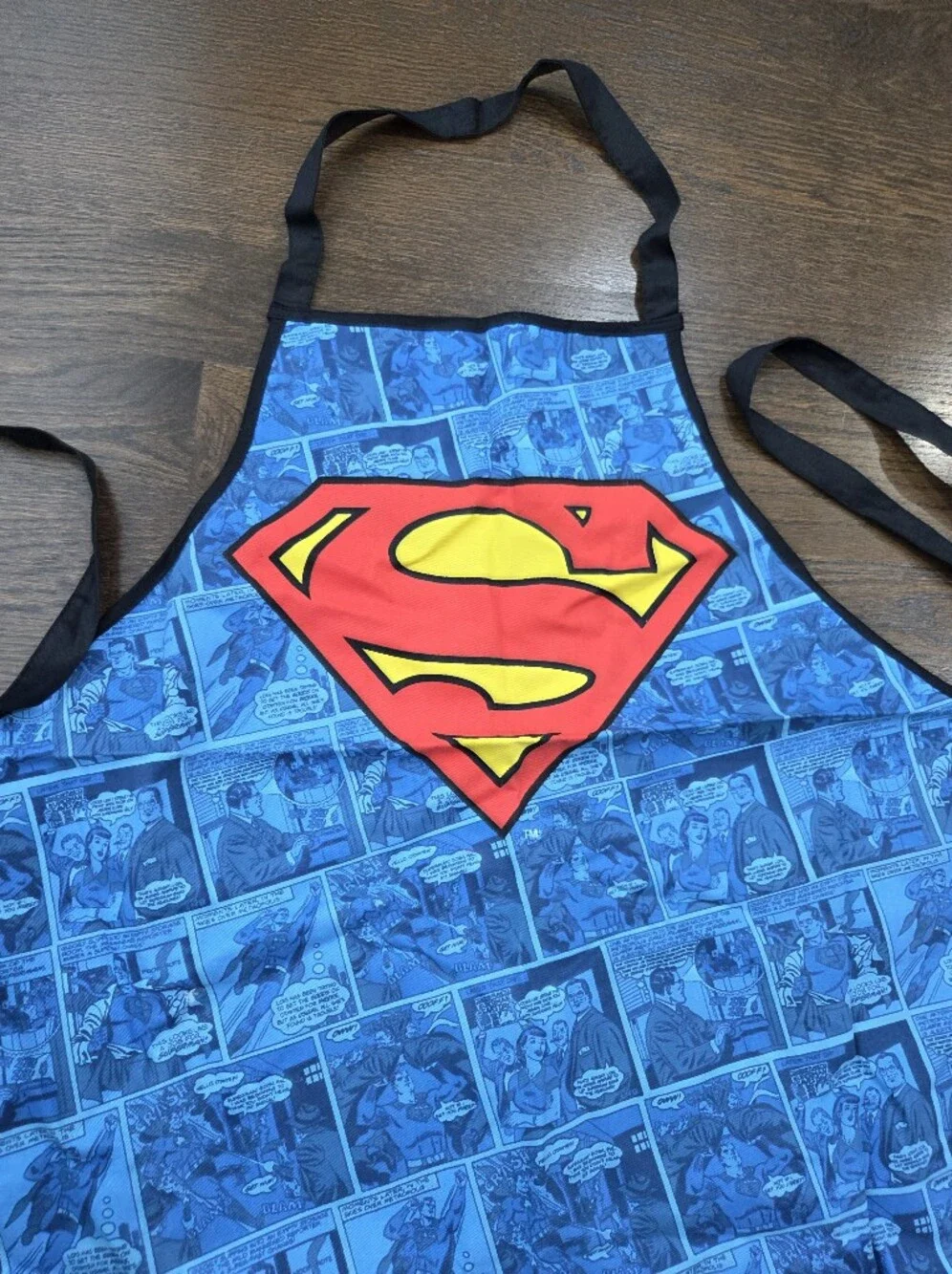 DC Comics Blue Apron with Red and Yellow Superman Shield